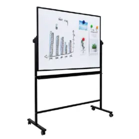 Бяла магнитна дъска 90х120 см мобилна - снимана отляво, сглобена