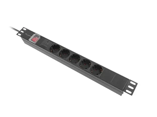 Разклонител Lanberg power distribution unit (pdu) 19' 1U 16a 2m 5x schuko outlets black