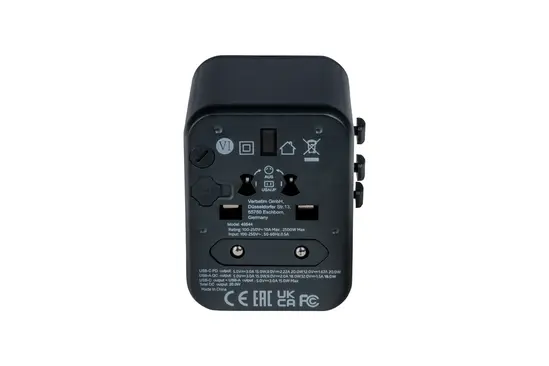 Адаптер Verbatim UTA-02 Universal Travel Adapter with 1 x USB-C PD 20W  1 x USB-A QC 3.0