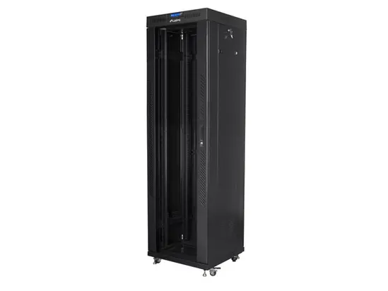 Комуникационен шкаф Lanberg rack cabinet 19' free-standing 42U600x600 (flat pack) with glass door lcd black v2