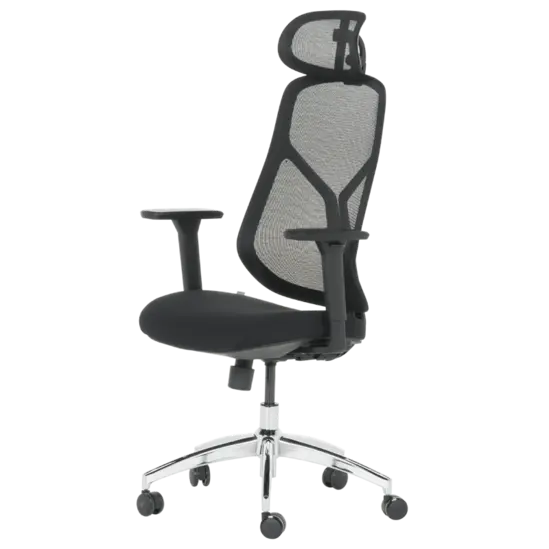 Директорски стол ЙОАН-сниман отстрани, черна мрежа