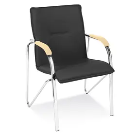 Посетителски стол САМБА - черен цвят, еко кожа