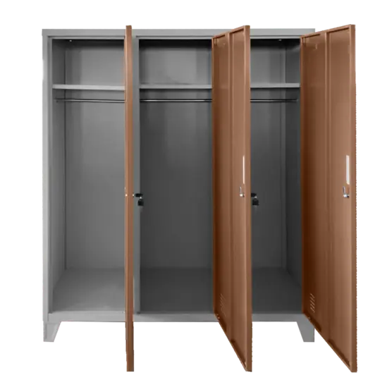 Метален гардероб детски BTL JZ с 3 отделения 150x120x40 см-отворен, кафят, празен