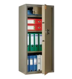 Метален сейф PMT 120 T EL с електронна брава, отворен, с наредени класьори