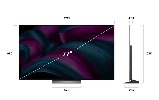 Телевизор LG OLED77C51LA, 77" UHD OLED evo, 4K (3840 x 2160), DVB-C/T2/S2, Full Cinema Screnn, Alpha 9 AI 4K Gen8, 120Hz Native (VRR 144Hz), ThinQ AI, HDR10, VRR, NVIDIA G-SYNC, AMD FreeSync, Dolby Vision, Dolby Atmos, Wi-Fi 6, Bluetooth, HDMI, USB, Airpl