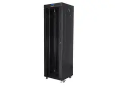 Комуникационен шкаф Lanberg rack cabinet 19' free-standing 42U600x600 (flat pack) with glass door lcd black v2