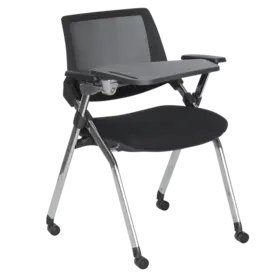 Посетителски стол АЛБА- сниман отпред, с масичка, хромирани крака