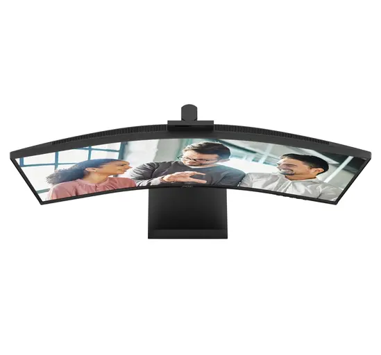 Монитор AOC CU34E4CW, 34" Curved 1500R, VA, WLED, 3440x1440@120Hz, 4ms GtG, 1ms MPRT, 350cd m/2, 3500:1, 50M:1 DCR, Adaptive Sync, FlickerFree, Anti-Blue Light, 5Wx2, Webcam 5MP, Tilt, Height Adjust, Swivel, 2xHDMI, DP, USB hub, KVM, RJ45