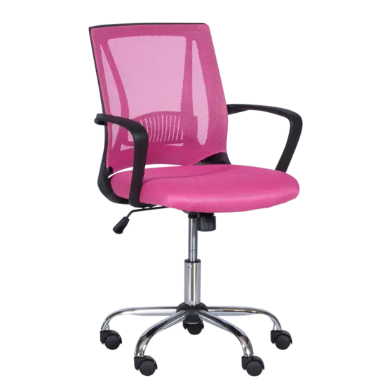 Работен стол ЕМИЛИ- розов цвят, хромирана кръстачка