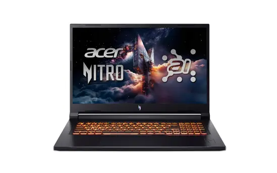 Лаптоп Acer Nitro V17, NG-ANV17-41-R14D, AMD Ryzen R7 260 AI ( up to 5.1GHz, 16MB), 17.3" FHD(1920x1080)IPS 144Hz, 1*16GB DDR5 (1 slot free), 1024GB PCIe NVMe SSD, NVIDIA GeForce RTX 4050 6GB GDDR6, Wi-Fi AX, BT, Win 11 Home, Black