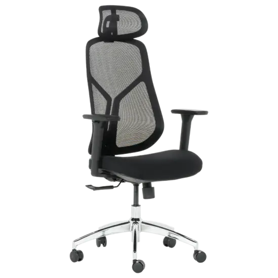 Директорски стол ЙОАН- черен цвят, хромирана база