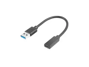 Кабел Lanberg USB-C (F) - USB-A(M) cable 0.15 m, black