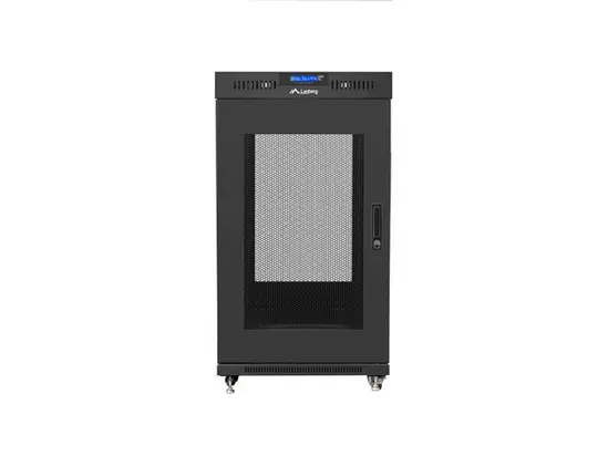 Комуникационен шкаф Lanberg rack cabinet 19' free-standing 22U800x800 (flat pack) with glass door lcd black v2