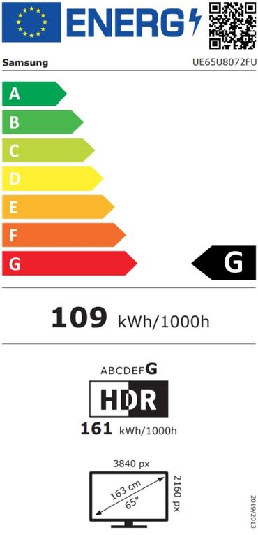 Телевизор Samsung LED 65U8072, 163 cm, Smart, 4K Ultra HD, 50Hz Model 2025