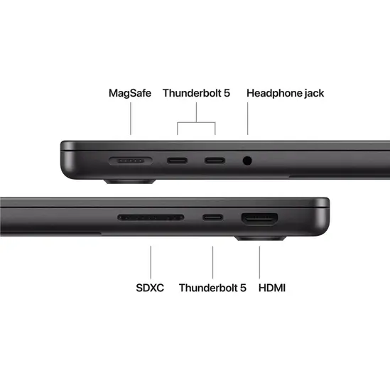 Лаптоп Apple 14-inch MacBook Pro: Apple M5 Max chip with 18-core CPU and 32-core GPU, 36GB, 2TB SSD - Space Black