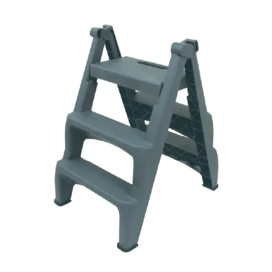 Стълба PVC 3 стъпала - снимана отдясно, сива на цвят