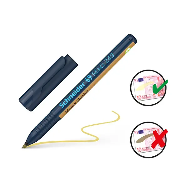 Тест маркер Schneider Maxx 249 за банкноти с пиктограми за начин на използване