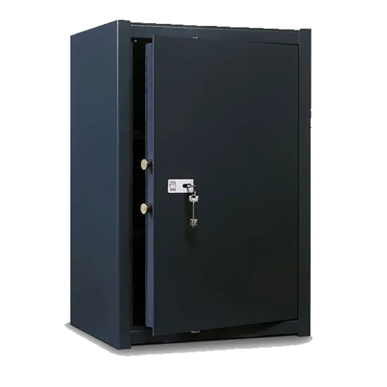 Метален сейф UNS A175 - черен на цвят, затворен, снимка отпред
