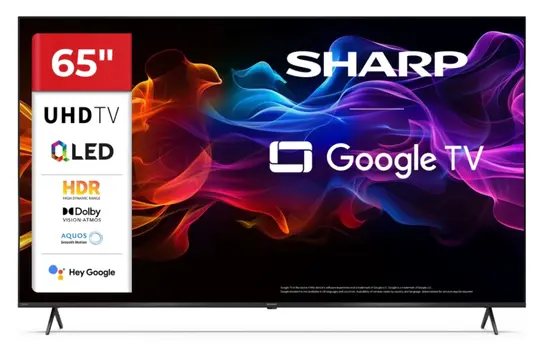 Телевизор Sharp 65HP5265E, 65" QLED Google TV, 4K Ultra HD 3840x2160 Frameless, 1 000 000:1, AQUOS, DVB-TT2CSS2, Active Motion 1000, HDR10, Dolby Atmos, Dolby Vision, Google Assistant, Google Cast, HDMI 2.1 with eARC, 3.5mm Headphone jack  line-out, 