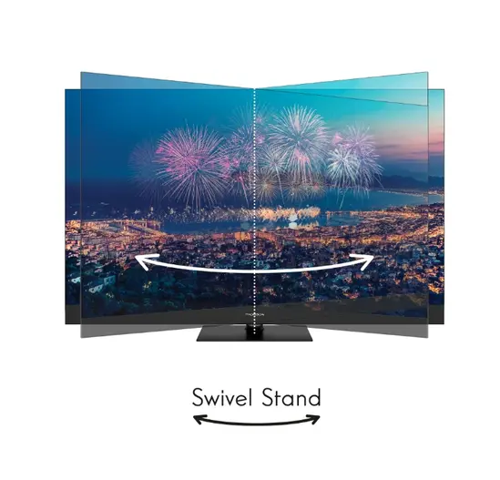 Телевизор Thomson Smart QLED Plus TV 65'; Google TV; 3840 x 2160 (4K UHD), QLED, 4000:1, 60 Hz, DVB-TT2CSS2, HDR10, Wi-Fi, Bluetooth, LAN, HDMI 2 (2.0) + 2 (2.1), USB 2 (2.0) + 1 (3.0),Built-in Front Speakers, Central Swivel Stand, Black