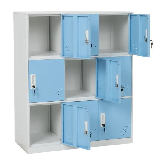 Метален гардероб детски BTL К с 9 отделения 109x90x40 см- отворени врати, празен