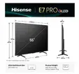 Телевизор Hisense 55" E7Q Pro, 4K Ultra HD 3840x2160, QLED, Quantum Dot, 144Hz, HDR 10+ adaptive, HLG, Dolby Vision, DTS Virtual X, Smart TV, WiFi 5GHz, WiFi Direct, BT, Anyview Cast, 3xHDMI, 2xUSB, LAN, CI+, DVB-T2CS2, Black