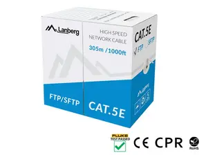 Кабел Lanberg LAN cable CAT.5e sftp 305m solid cu cpr + fluke passed grey