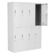 Метален гардероб BTL с 8 отделения 162х109х45 см - сниман отпред, крайна дясна горна врата отворена, празен , сив