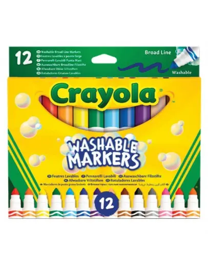 Маркери Crayola измиваеми с коничен връх 12 цвята