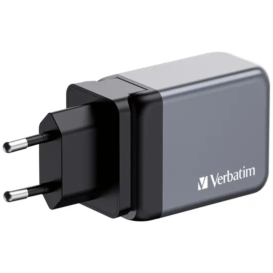 Зарядно устройство Verbatim GNC-65 GaN Charger 3 Port 65W USB AC (EUUKUS)