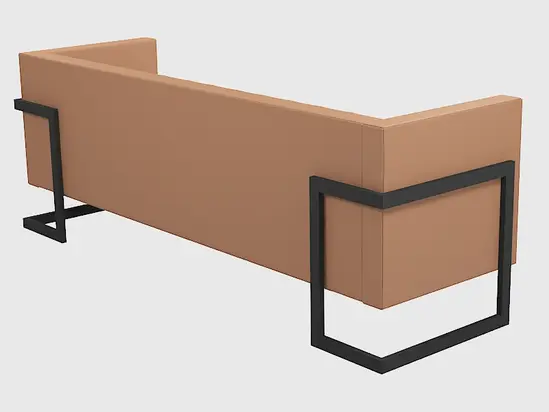 Диван триместен БАТАК BOX 03- снимка отзад, светло кафяв цвят на дивана