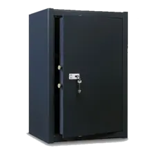 Метален сейф UNS A175 - черен на цвят, затворен, снимка отпред