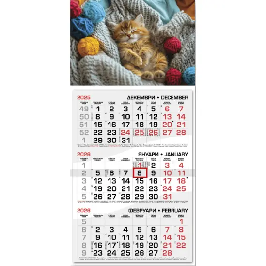 Работен календар РК 1 готова глава - три секции