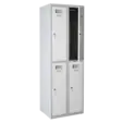 Метален гардероб FRT с 4 отделения 180х60х50 см - отворена горна дясна врата, сив, сниман отдалеч