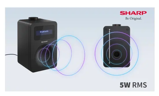 Радио Sharp Radios DR-430(BK), DIGITAL RADIO, Bluetooth 5.0, 5W, 20 DAB+DABFM, Auto timedate, LCD Display, Dual alarm, 3.5mm Headphone jack  line-out, Black