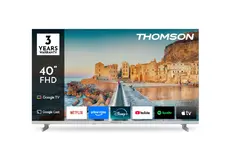 Телевизор Thomson 40" FHD Google TV; 1920 x 1080 (FHD), DLED, 60 Hz, HDR10, Dolby Audio, Google Cast, DVB-TT2CSS2, Wi-Fi, Bluetooth, LAN, HDMI 3 (1.4), USB 2 (2.0), Hotel mode, Side Feet, Black