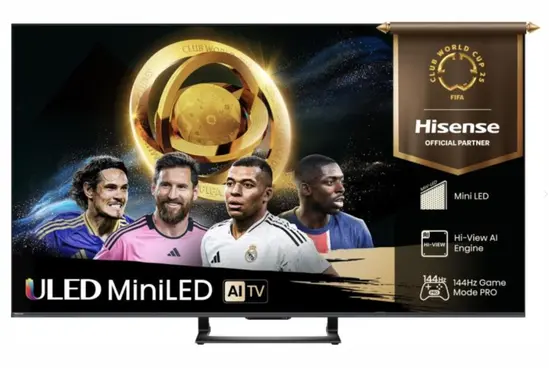 Телевизор Hisense 75'U7Q, 4K Ultra HD 3840x2160, ULED, FALD, Quantum Dot, 144Hz, IPS, HDR 10+, HLG, Dolby Vision IQ, Dolby Atmos, Smart TV, WiFi 5GHz, WiFi Direct, BT, Anyview Cast,light sensor, 4xHDMI, 2xUSB, LAN, CI+, DVB-T2CS2, Black