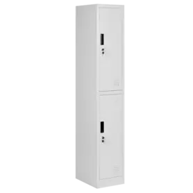 Метален гардероб BTL К с 2 отделения 185х30х45 см - сниман под ъгъл, сив, затворени врати