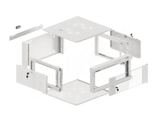 Комуникационен шкаф Lanberg rack cabinet 19' wall-mounted 4U 600 fast assembly (flat pack) grey