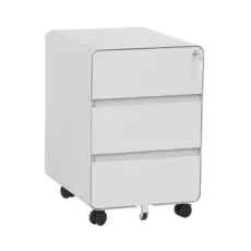 Метален контейнер E BTL с 3 чекмеджета - сниман под ъгъл, със затворени чекмеджета, сив цвят