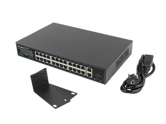 Комутатор Lanberg switch 24x 1GB poe+2x GB 2x sfp rack 19' gigabit ethernet 250w