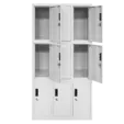 Метален гардероб BTL EL с 9 отделения 185х82х45 см - с горните врати отворени, сниман отпред