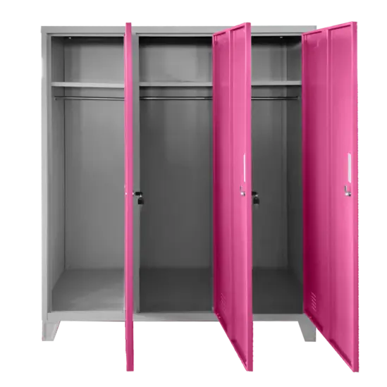 Метален гардероб детски BTL JZ с 3 отделения 150x120x40 см- отворен, розов