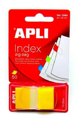 Самозалепващи индекси 25Х45мм Zig-Zag в диспенсер жълто