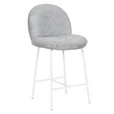 Бар стол РЕА-светлосива дмаска, бял цвят крака