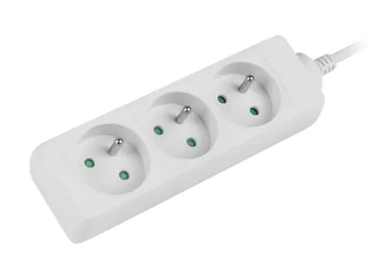 Разклонител Lanberg power strip 1.5m, 3 sockets, french quality-grade copper cable, white