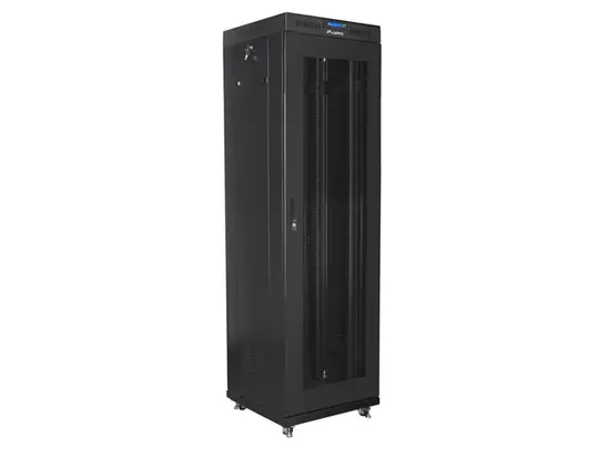 Комуникационен шкаф Lanberg rack cabinet 19' free-standing 42U600x600 (flat pack) with mesh door lcd black v2