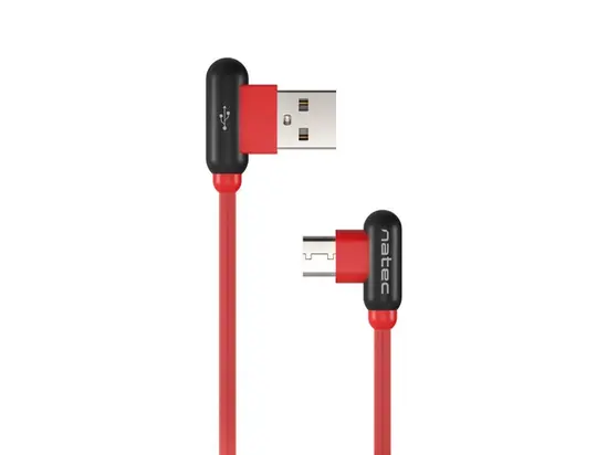 Кабел Natec USB-C(M) - USB-A (M) 2.0 cable 1m. Angled leftright Red
