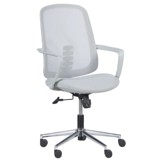 Работен стол ДАННА- сива дамаска, хромирана база