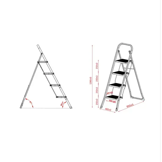 Стълба метална 4 стъпала - СХЕМА